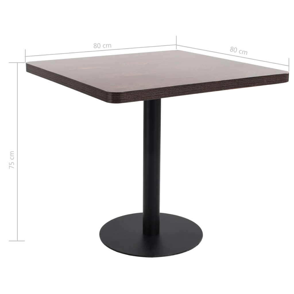 sötétbarna MDF bisztróasztal 80 x 80 cm