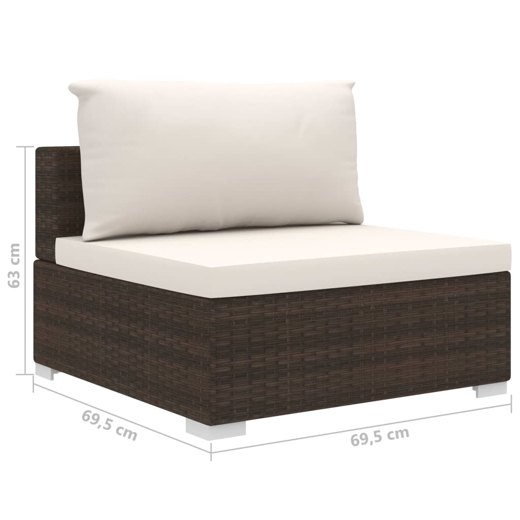 10 részes barna polyrattan kerti bútorgarnitúra párnákkal