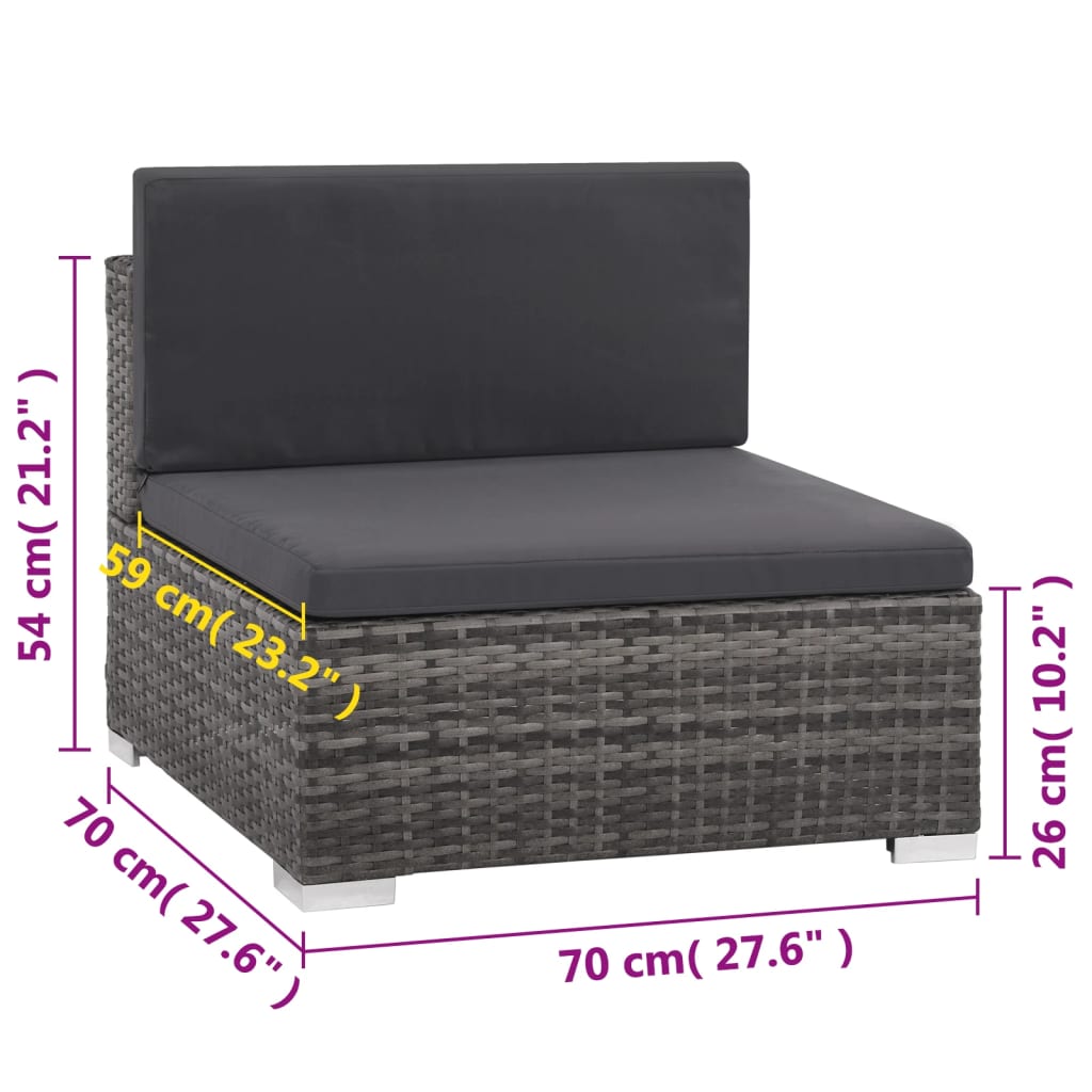6 részes szürke polyrattan kerti ülőgarnitúra párnákkal