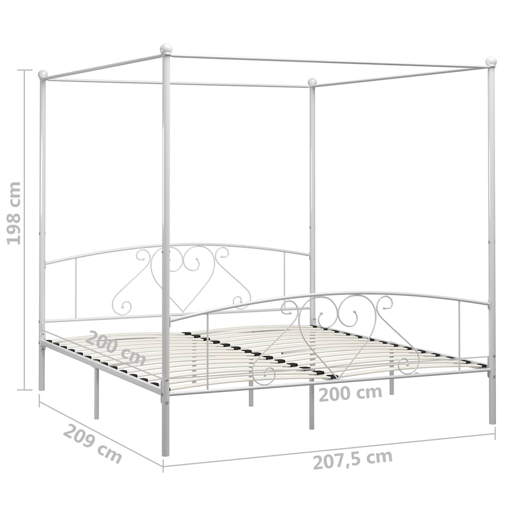 fehér fém baldachinos ágykeret 200 x 200 cm
