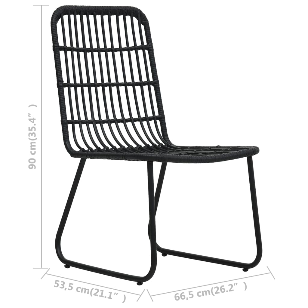 3-darabos fekete polyrattan bisztrószett