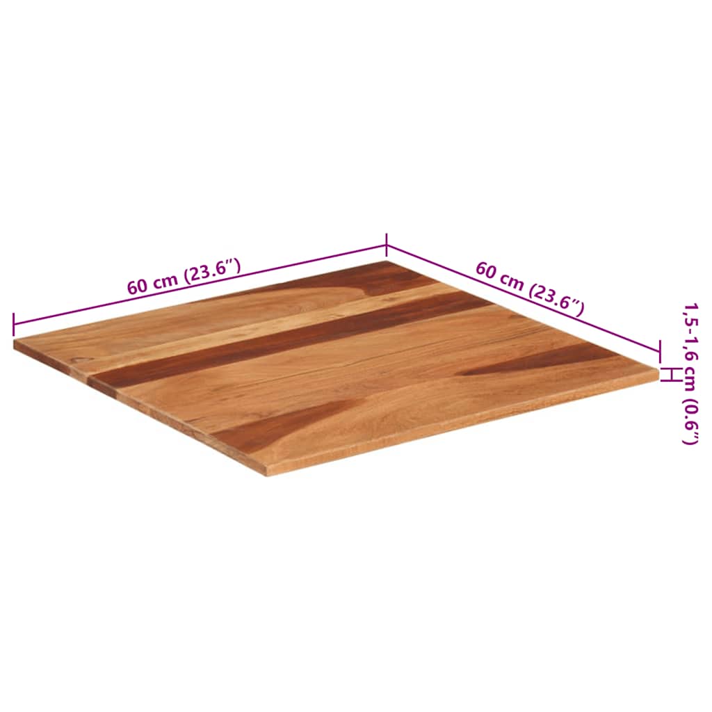 tömör akácfa asztallap 15-16 mm 60 x 60 cm