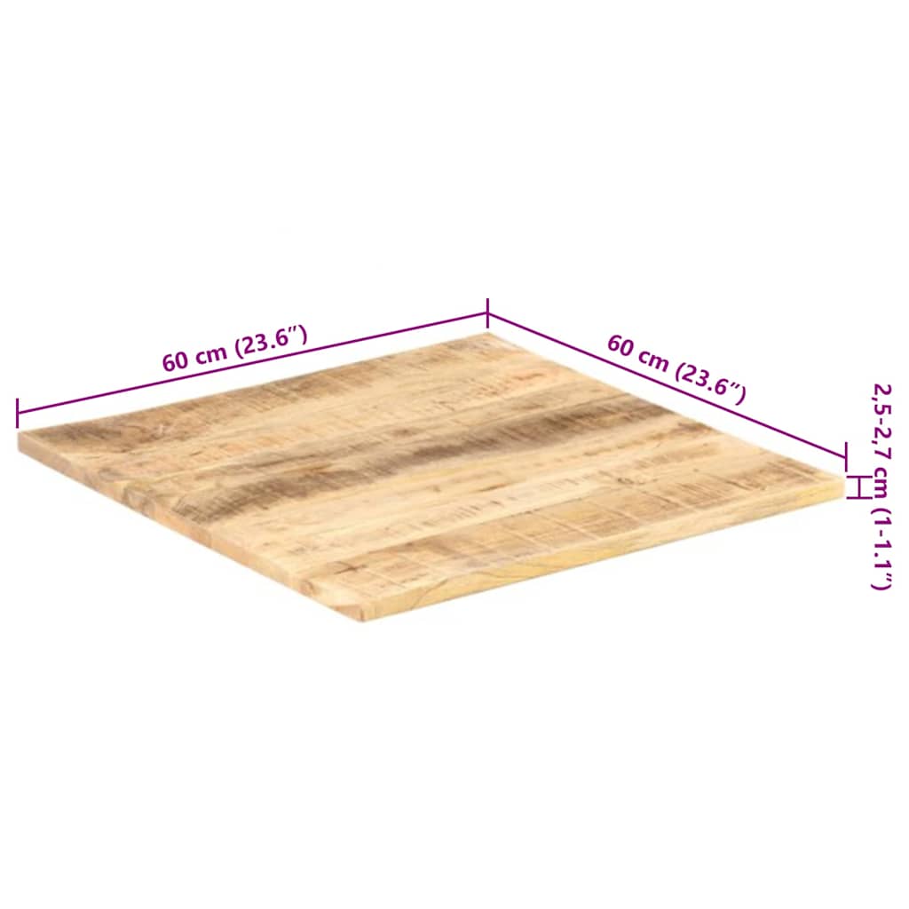 tömör mangófa asztallap 25-27 mm 60 x 60 cm