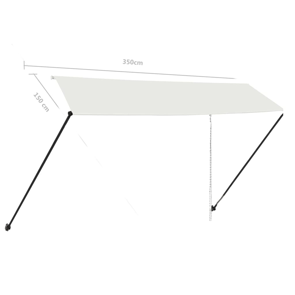 feltekerhető krémszínű napellenző LED-del 350 x 150 cm