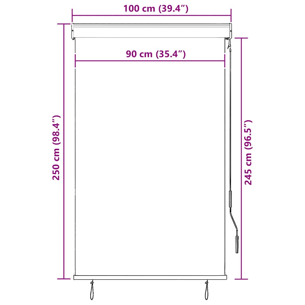 fehér és narancssárga kültéri roló 100 x 250 cm