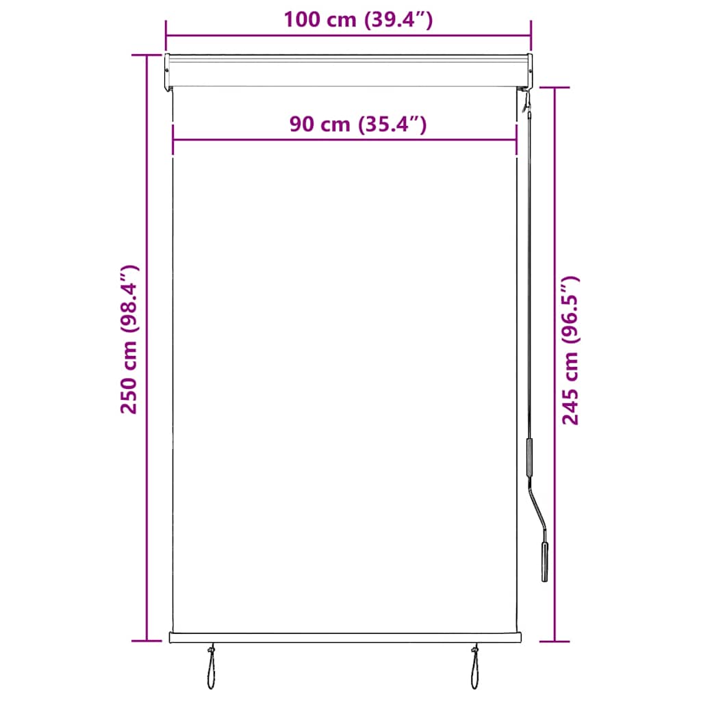 krémszínű kültéri roló 100 x 250 cm