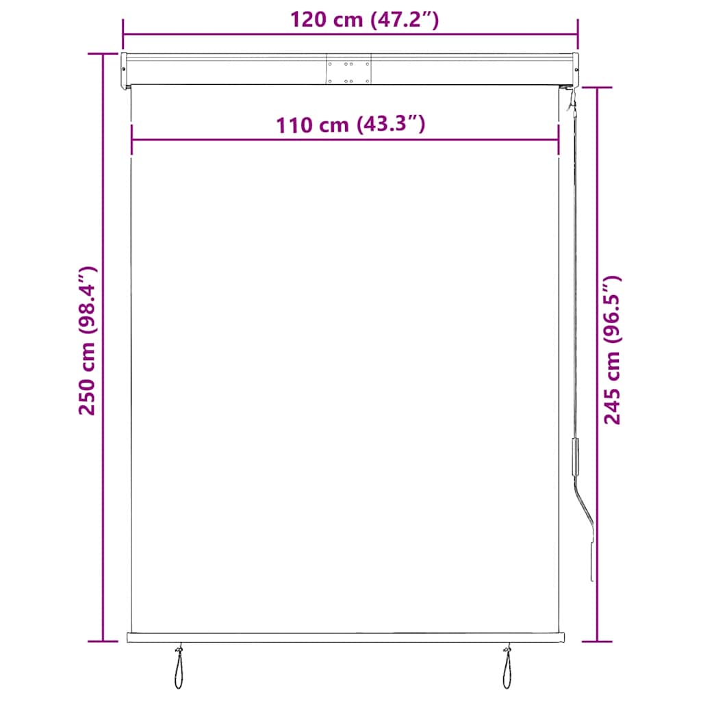 kék és fehér kültéri roló 120 x 250 cm