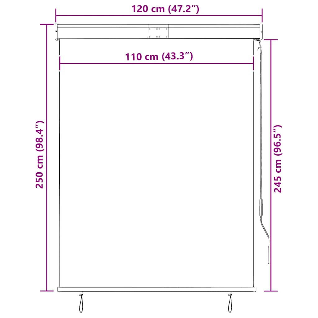 fehér és narancssárga kültéri roló 120 x 250 cm