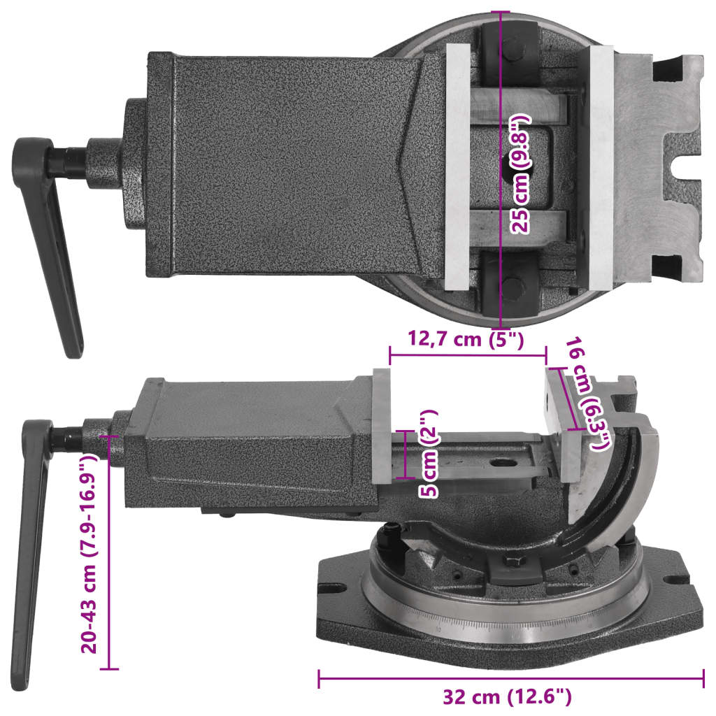 kéttengelyes dönthető satu 160 mm