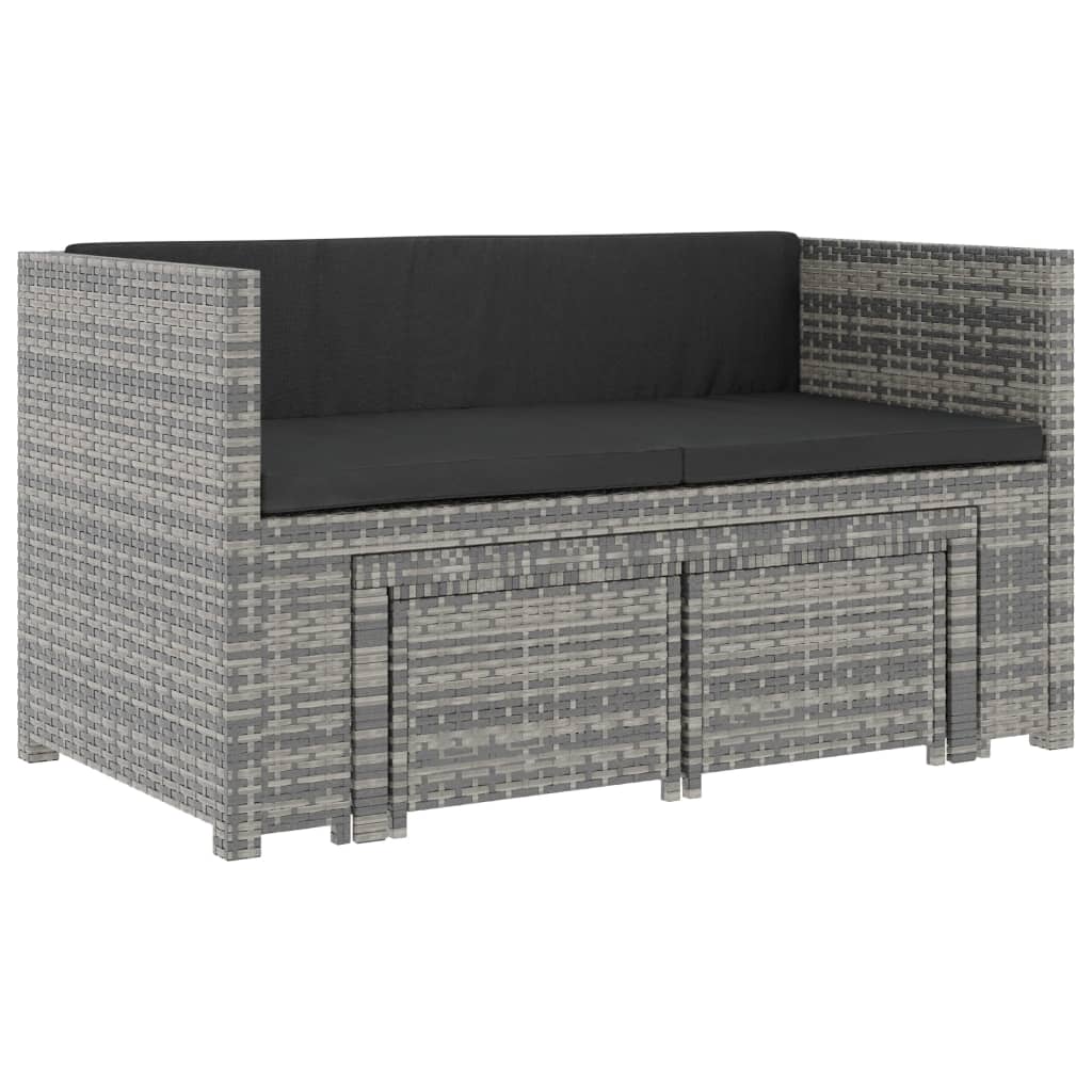 5 részes szürke polyrattan kerti ülőgarnitúra párnákkal
