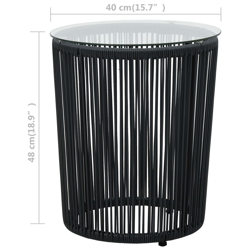 3 darabos fekete PE rattan bisztrószett párnával