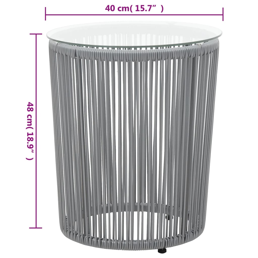 3 darabos szürke PE rattan bisztrószett párnával