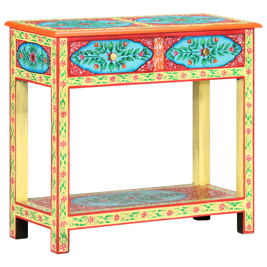 kézzel festett tömör mangófa tálalóasztal 80 x 35 x 75 cm