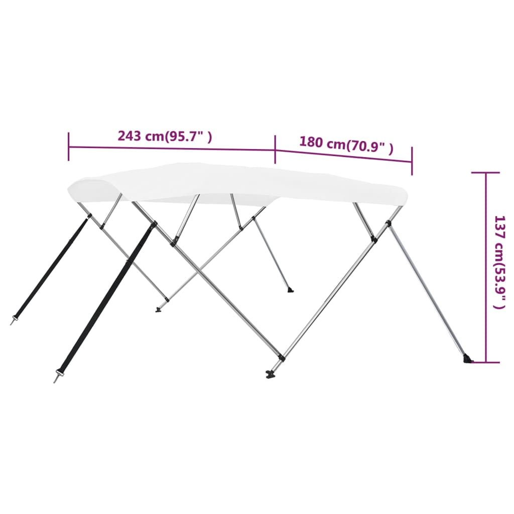 fehér négyágú bimini tető 243 x 180 x 137 cm