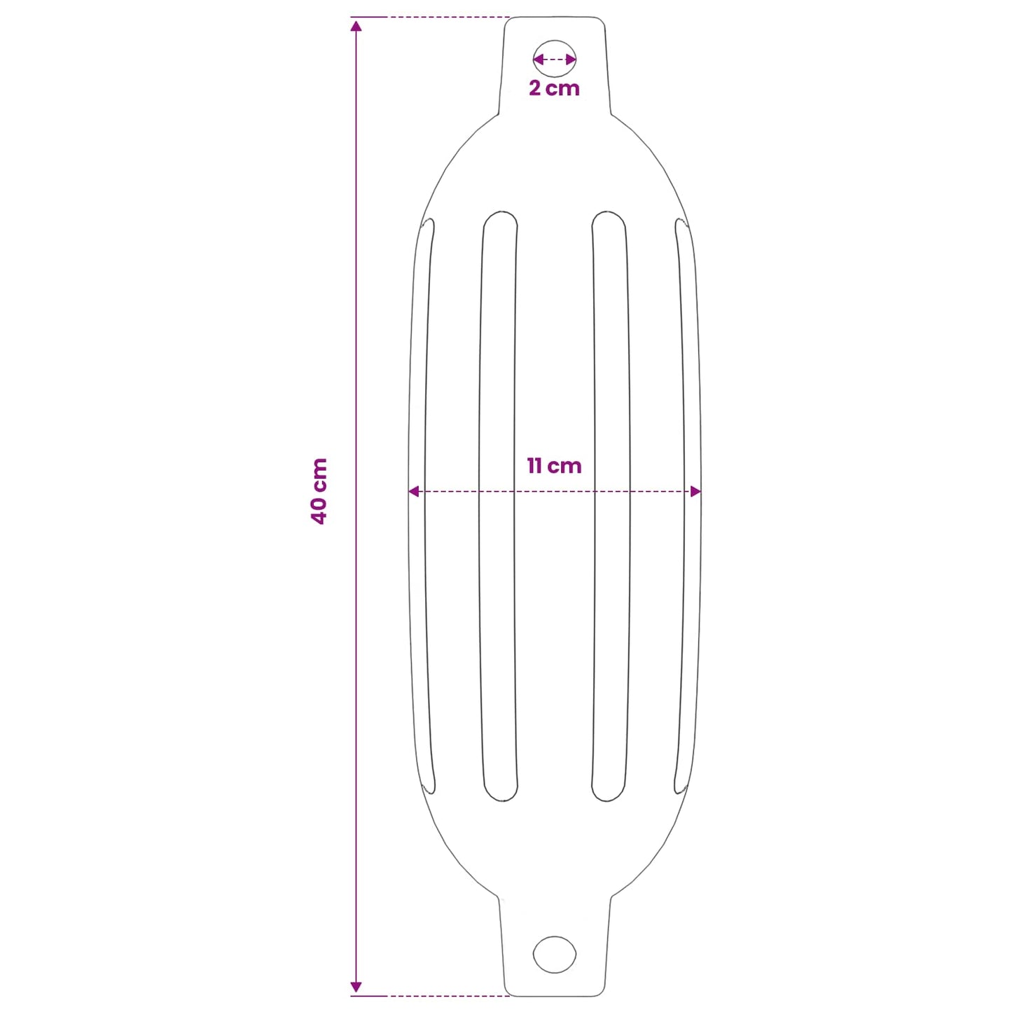4 darab fekete PVC csónak lökhárító Ø 11 x 40 cm