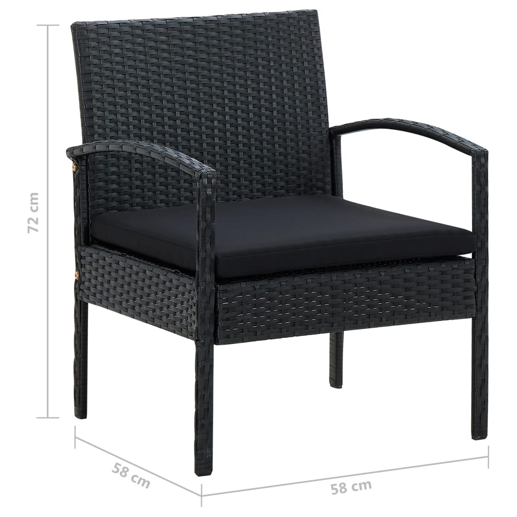 fekete polyrattan kerti szék párnával