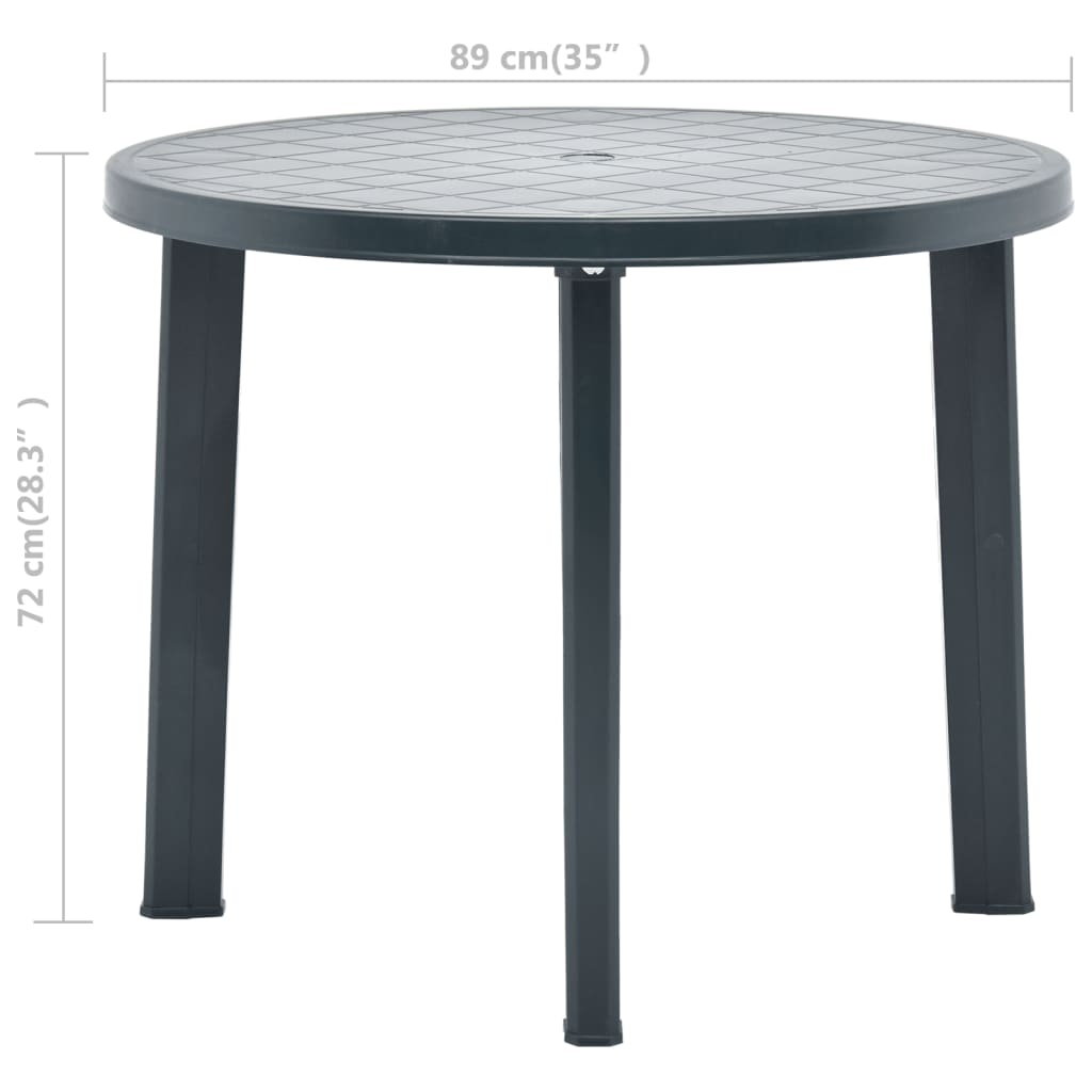 zöld műanyag kerti asztal 89 cm