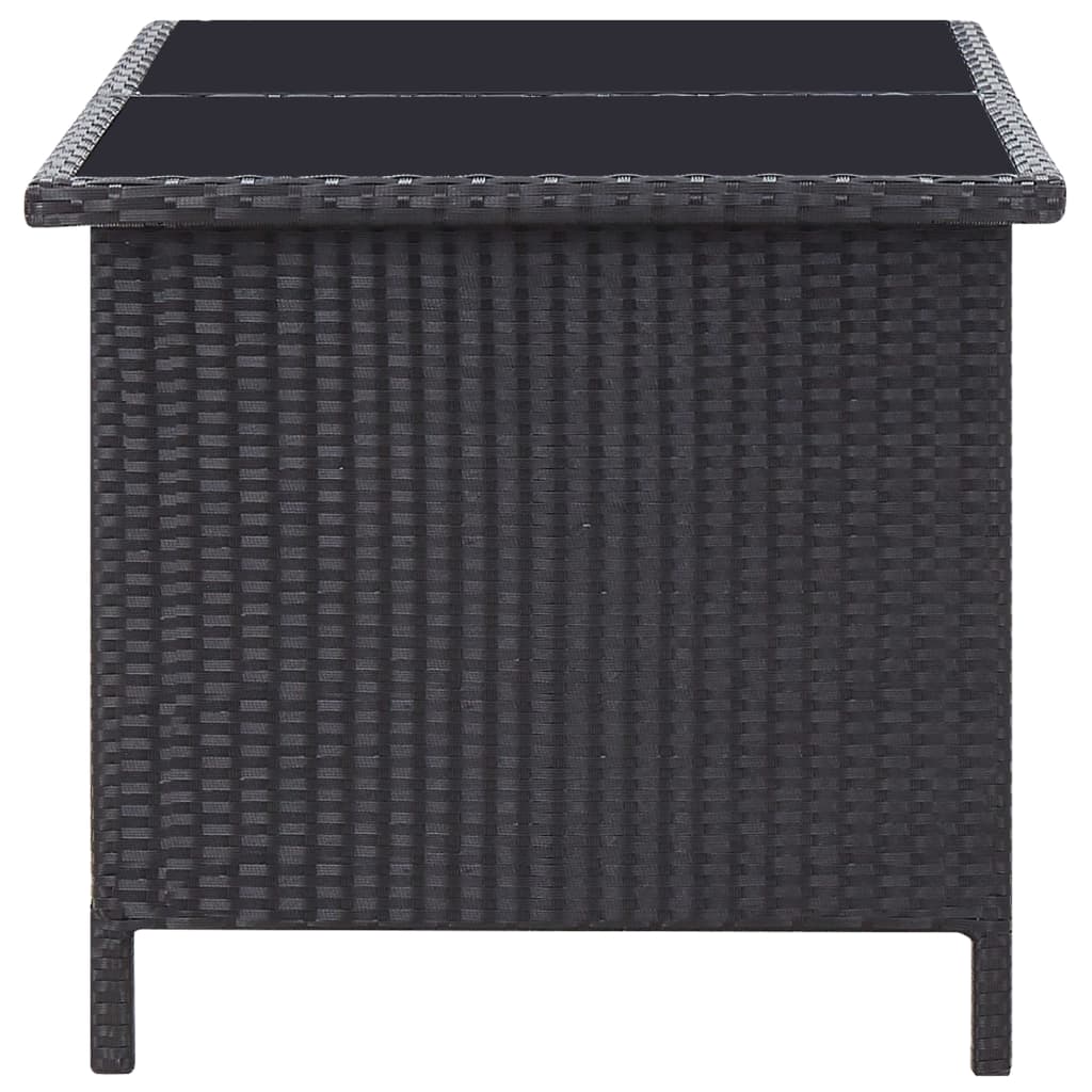 6 részes fekete polyrattan kerti bútorszett párnákkal