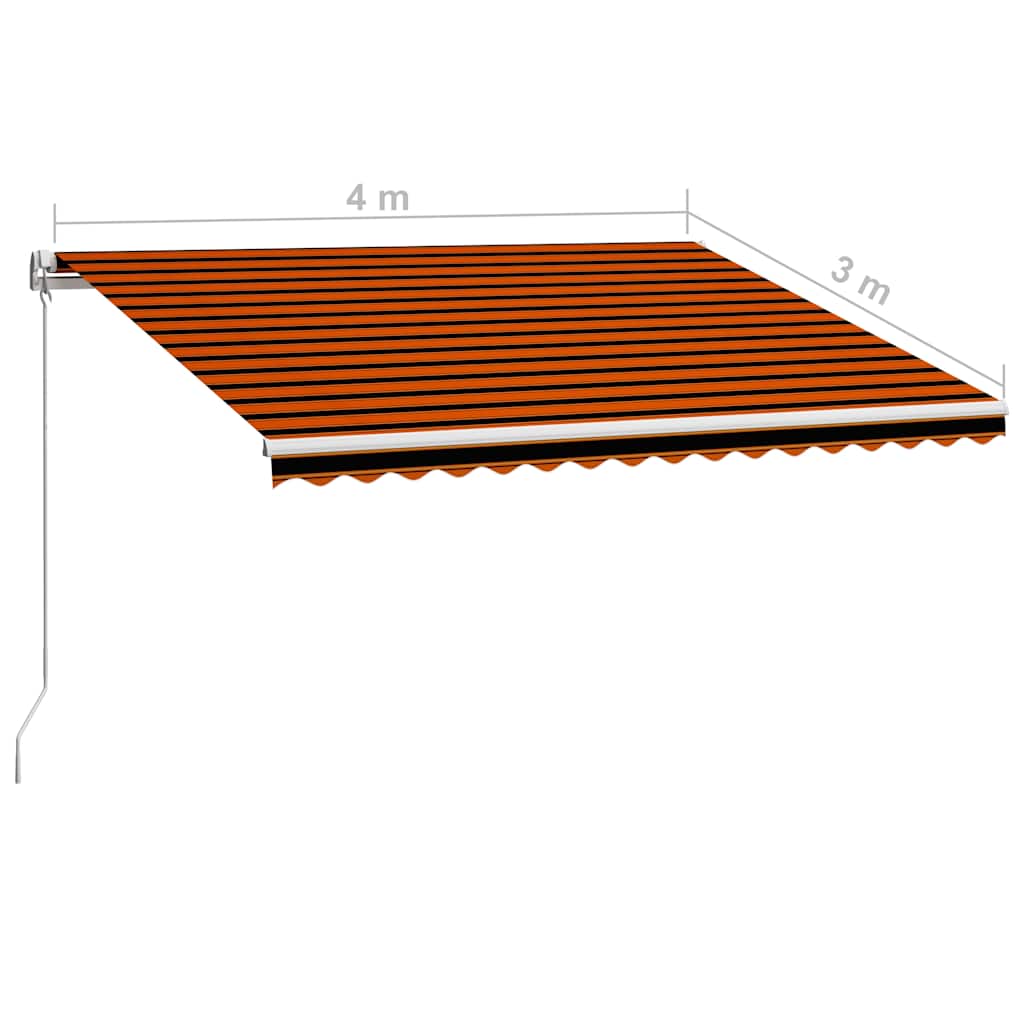 narancssárga és barna kézzel kihúzható napellenző 400 x 300 cm