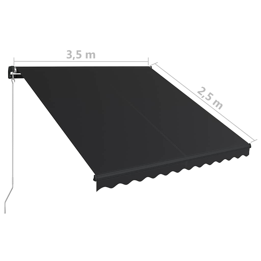 antracitszürke kézzel behúzható napellenző 350 x 250 cm