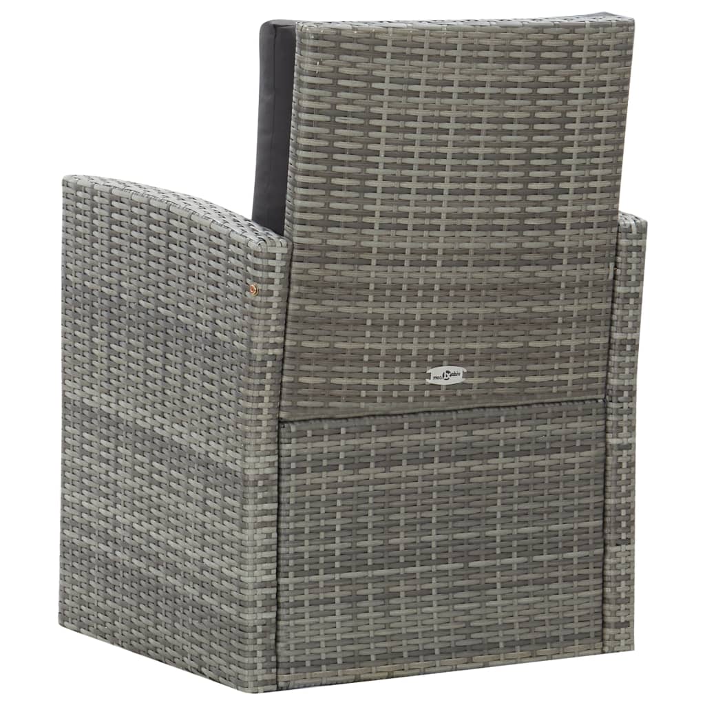 5 részes szürke kültéri polyrattan étkezőgarnitúra párnákkal