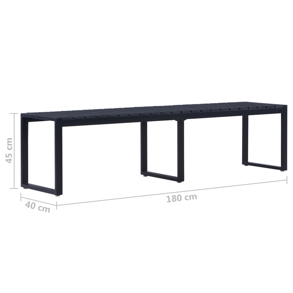 fekete polisztirol lemez kerti pad 180 cm