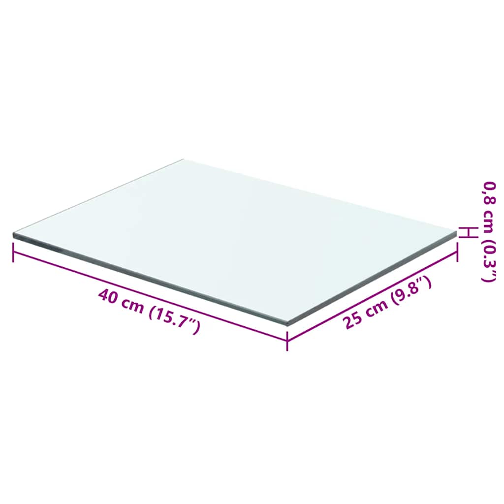 2 db átlátszó üveg paneles polc 40 x 25 cm