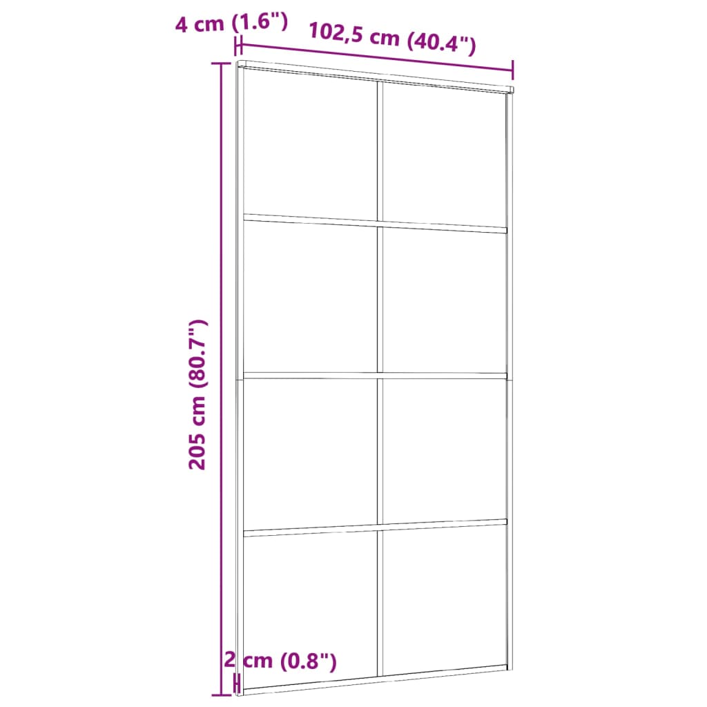 fekete alumínium és ESG üveg tolóajtó 102,5 x 205 cm
