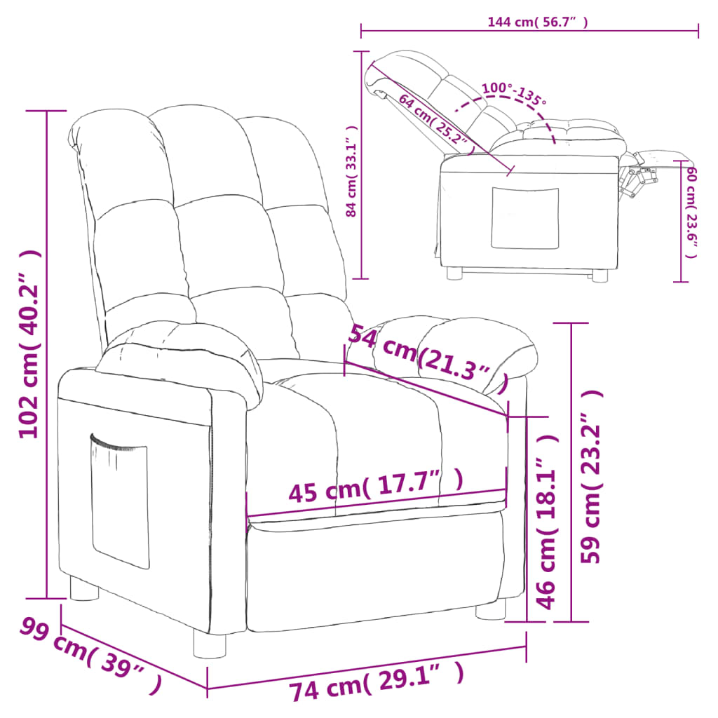 sötétszürke szövet dönthető fotel