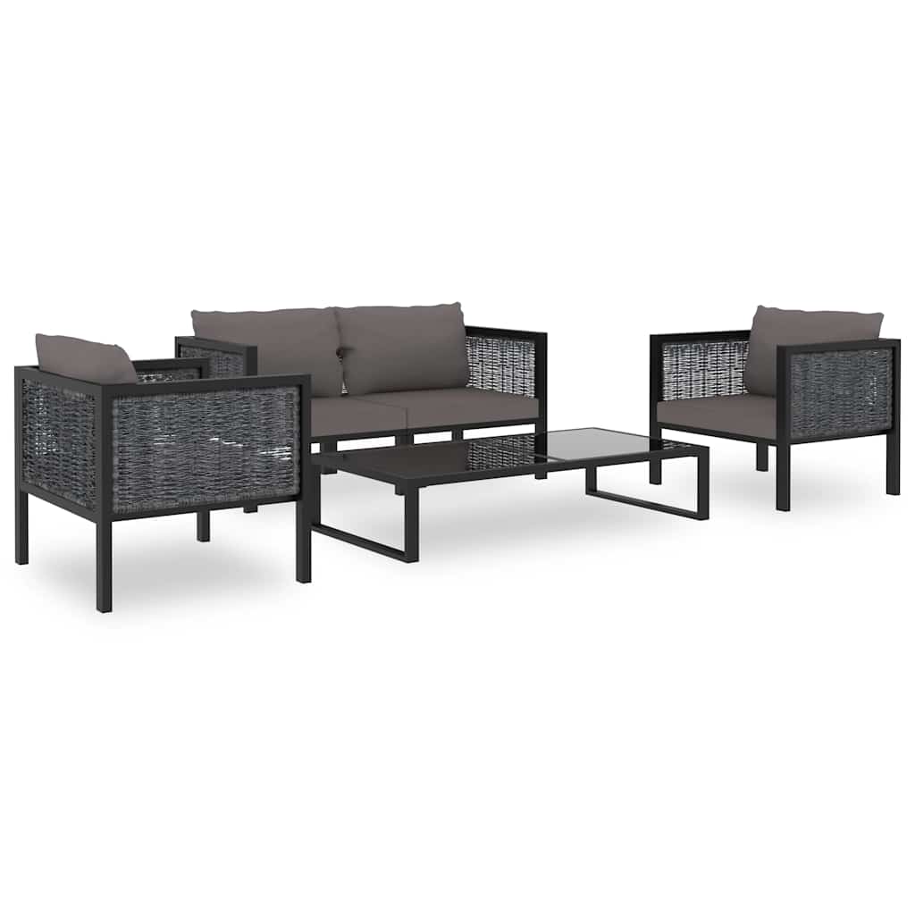 antracitszürke polyrattan sarokkanapé-elem bal oldali karfával