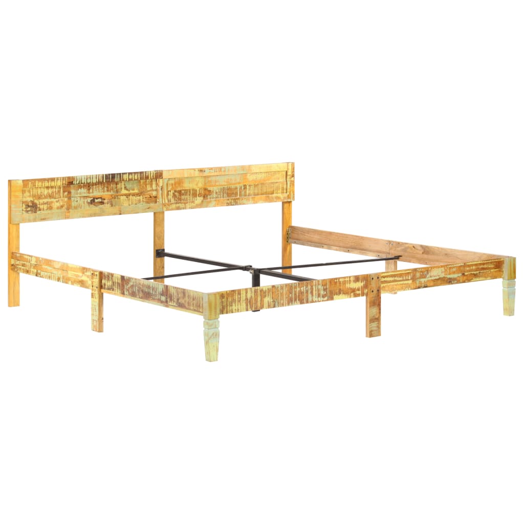tömör újrahasznosított fa ágykeret 200 x 200 cm