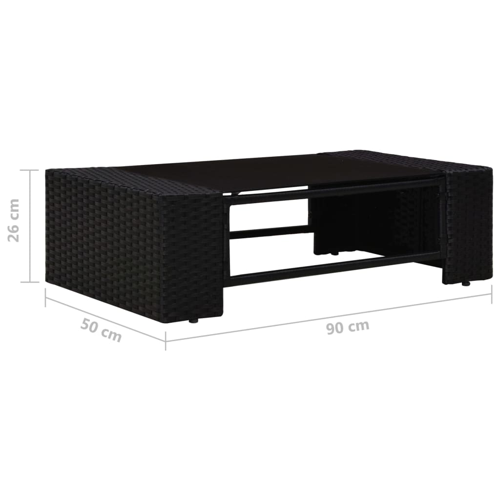 5 részes fekete polyrattan kerti ülőgarnitúra