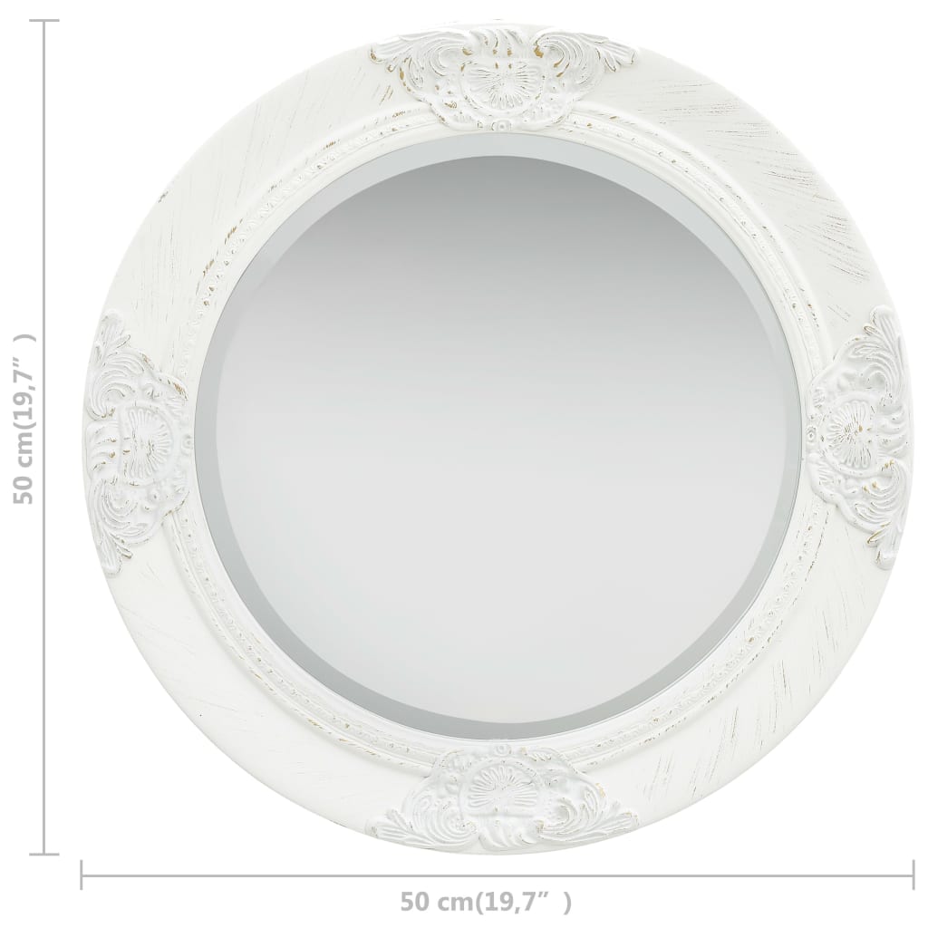 fehér barokk stílusú fali tükör 50 cm