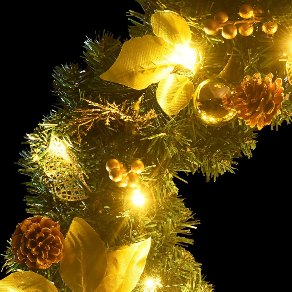 zöld karácsonyi koszorú LED fényekkel PVC-ből 60 cm