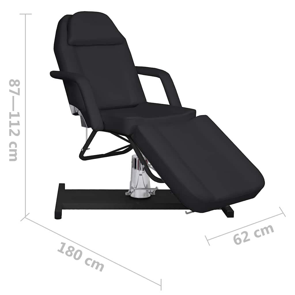fekete masszázsasztal 180 x 62 x (87-112) cm