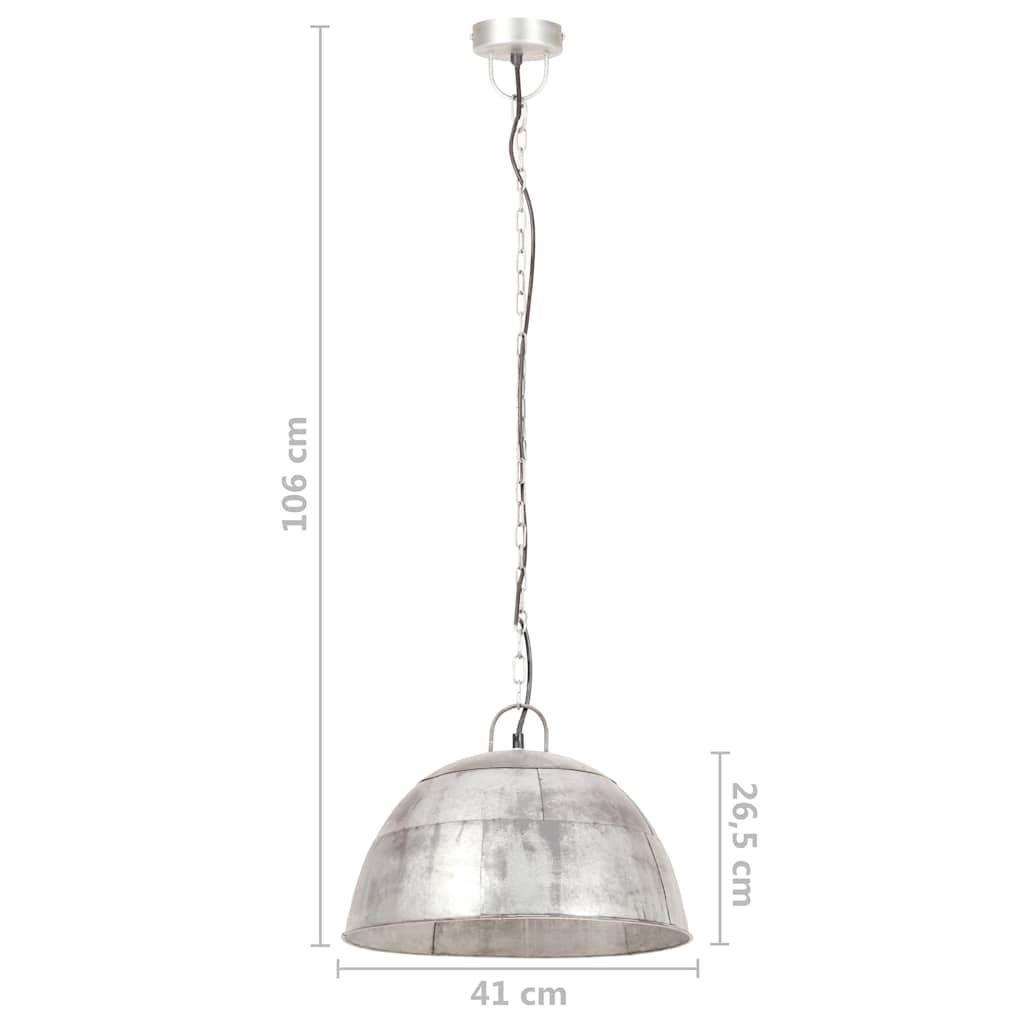 kerek ezüstszínű ipari függőlámpa 25 W 41 cm E27