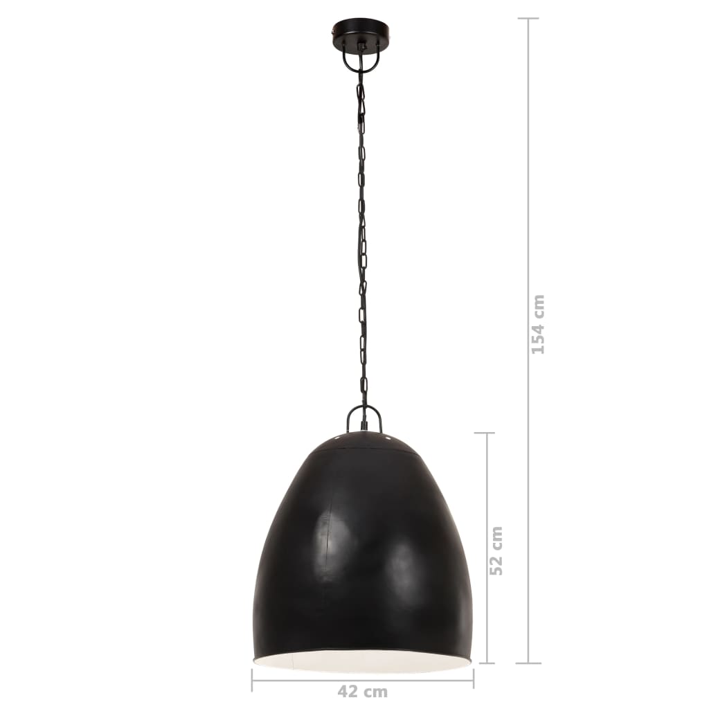 kerek fekete ipari függőlámpa 25 W 42 cm E27