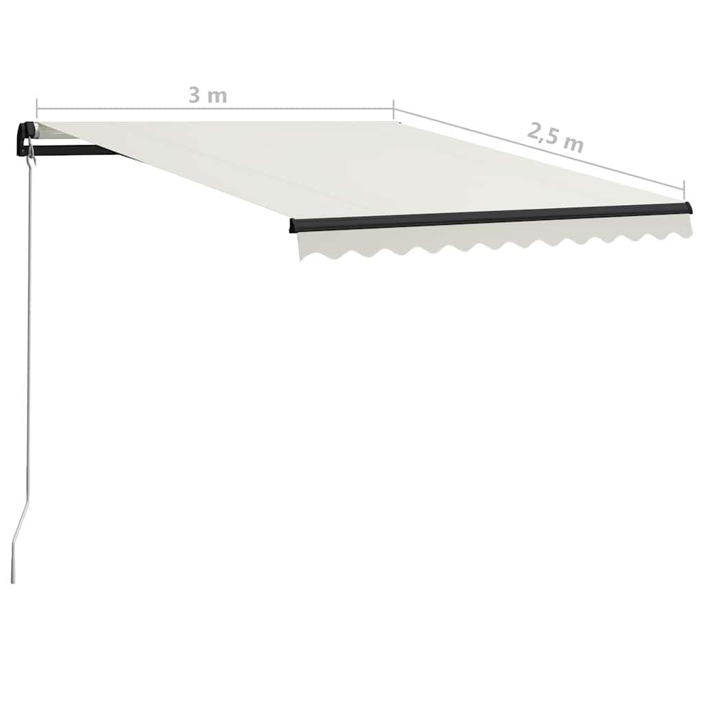 krémszínű kézzel kihúzható napellenző 300 x 250 cm
