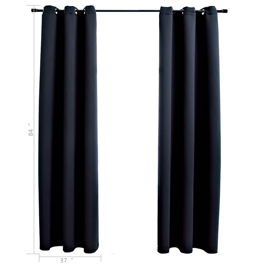 2 db fekete szövet sötétítő függöny gyűrűkkel 97 x 213 cm