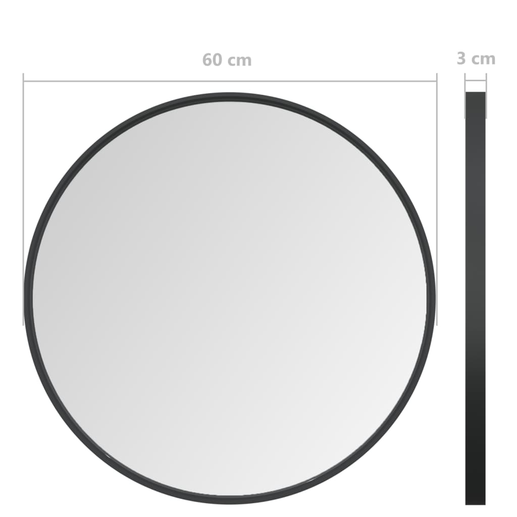 fekete falitükör 60 cm