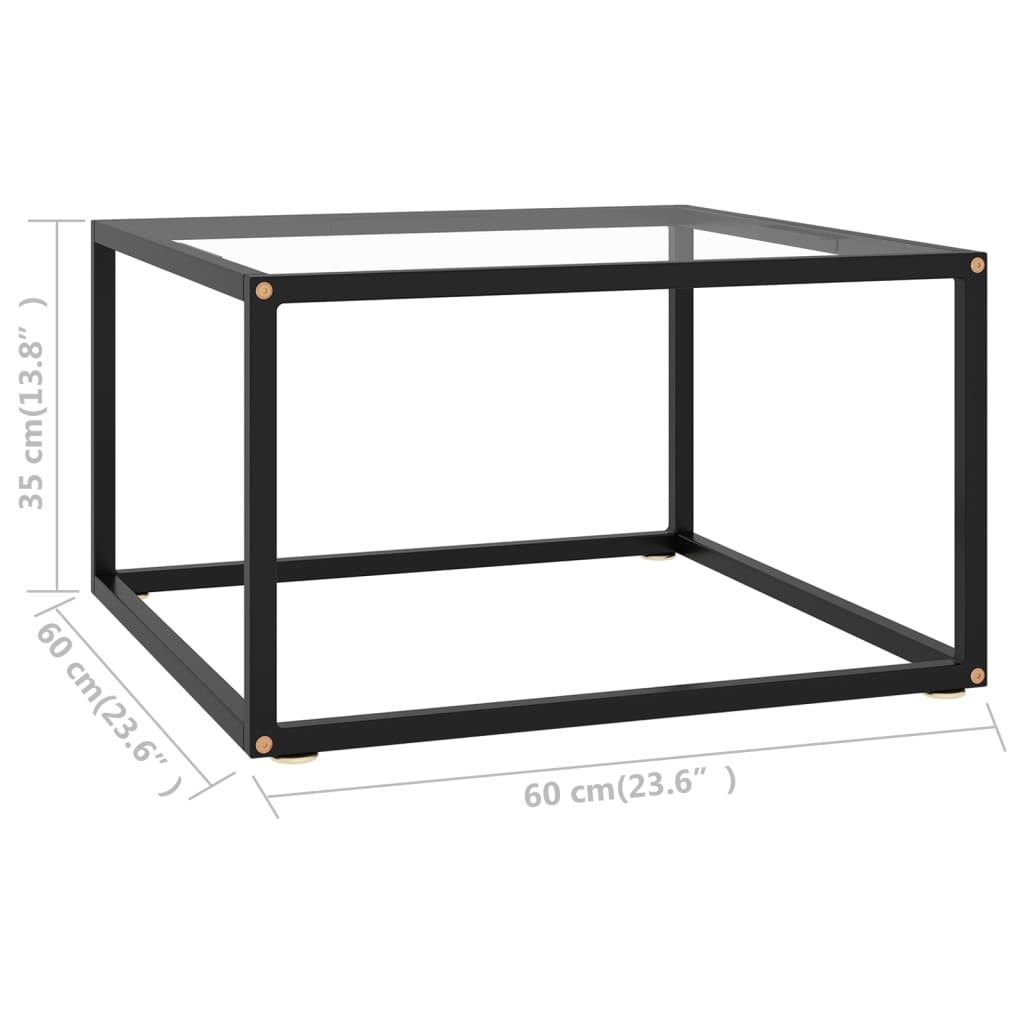fekete dohányzóasztal edzett üveggel 60 x 60 x 35 cm