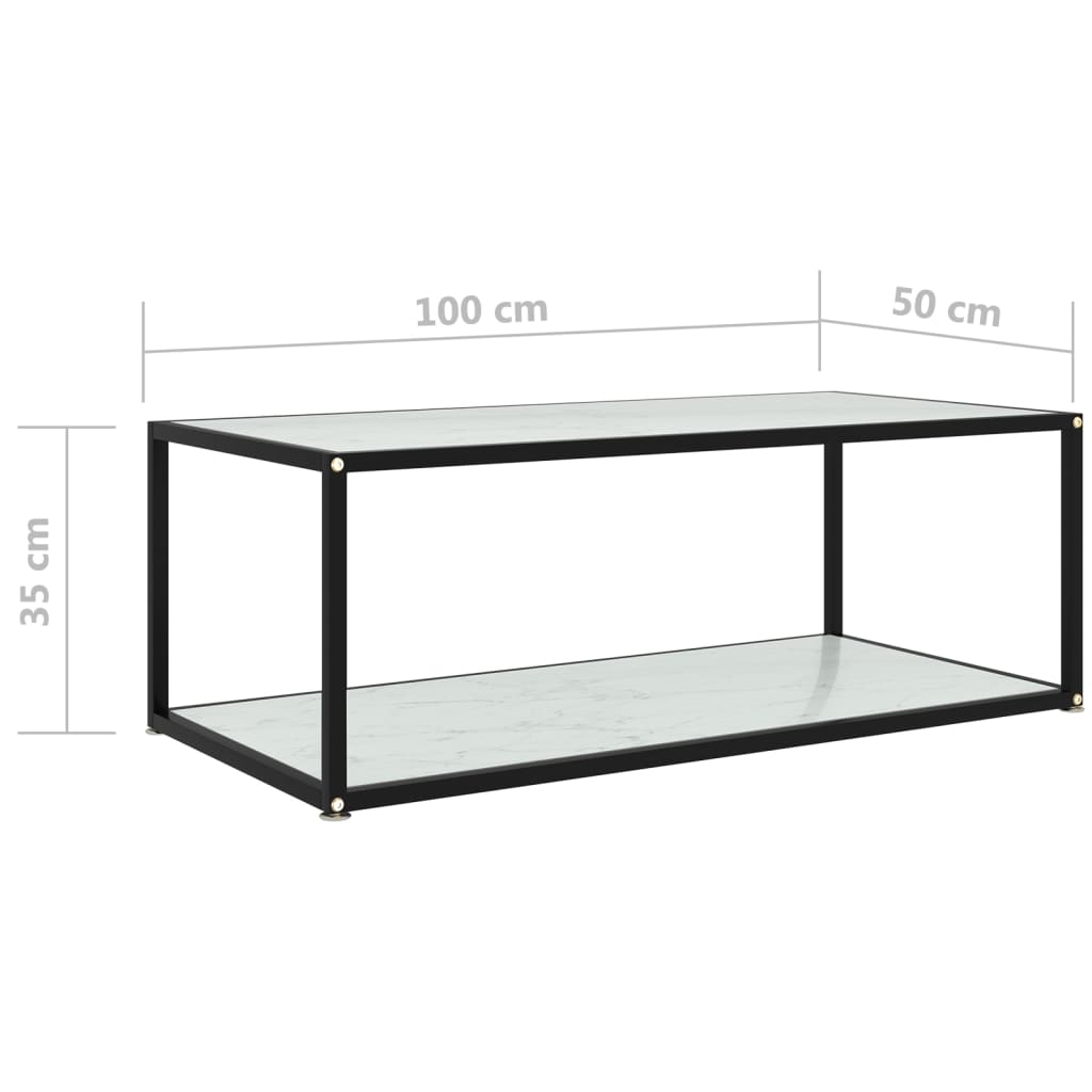 fehér edzett üveg dohányzóasztal 100 x 50 x 35 cm