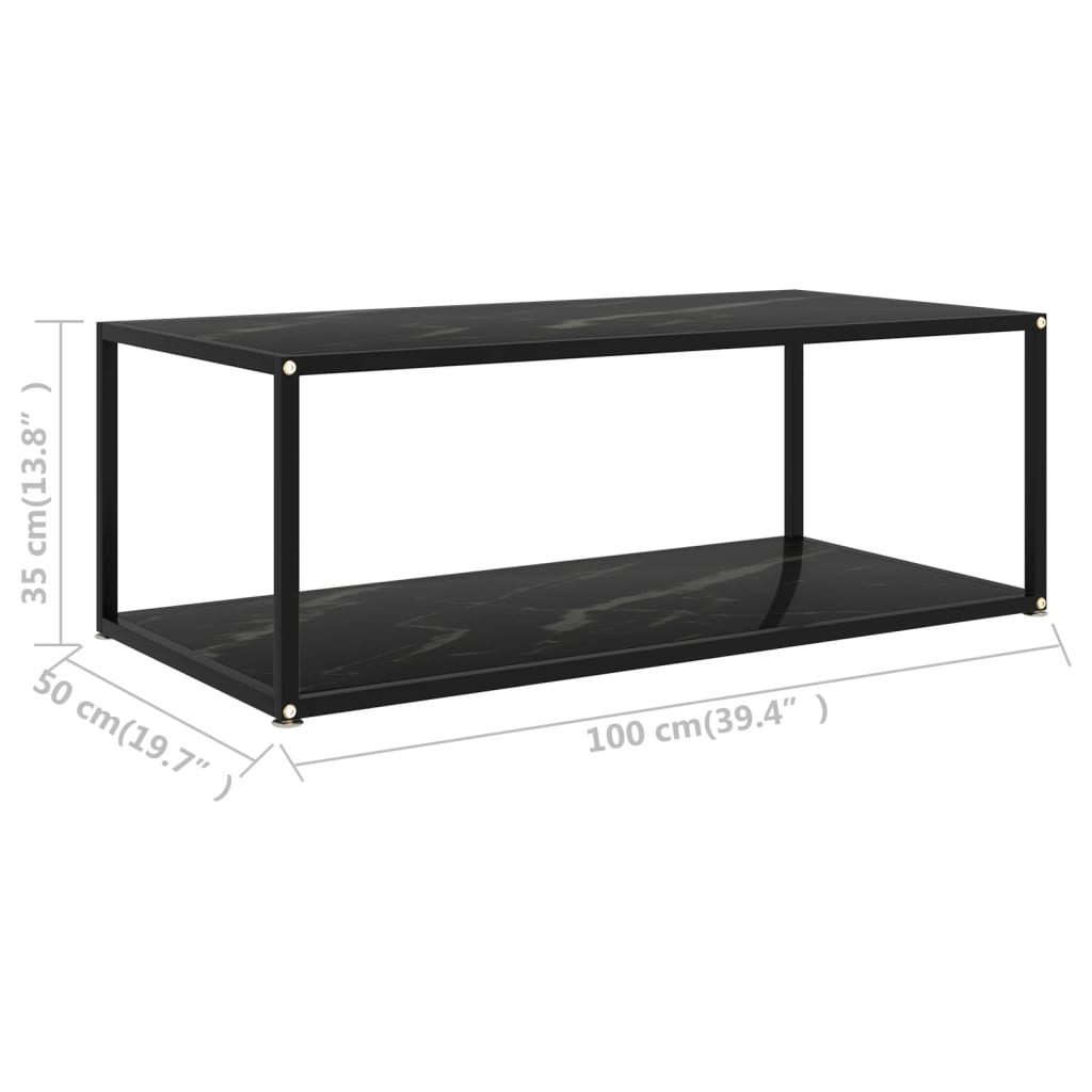 fekete edzett üveg dohányzóasztal 100 x 50 x 35 cm
