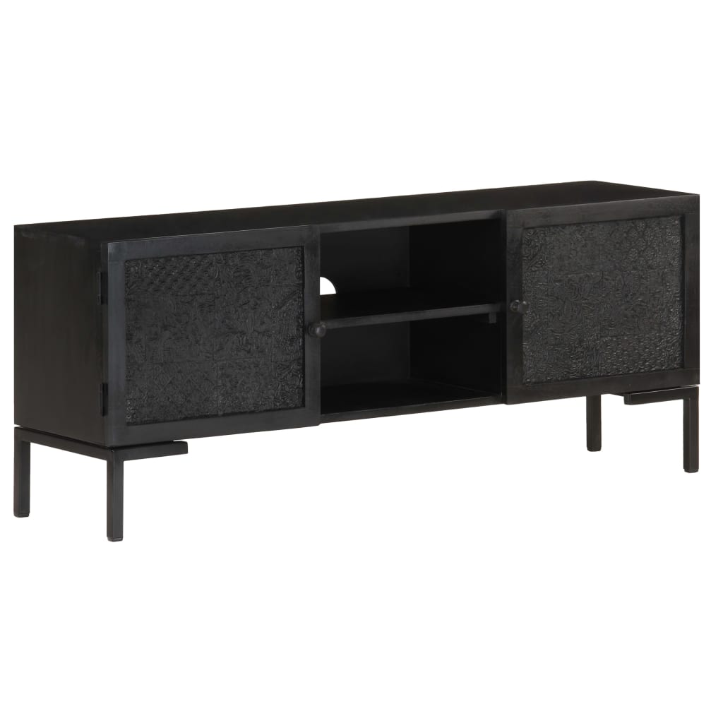 fekete tömör mangófa TV-szekrény 115 x 30 x 46 cm