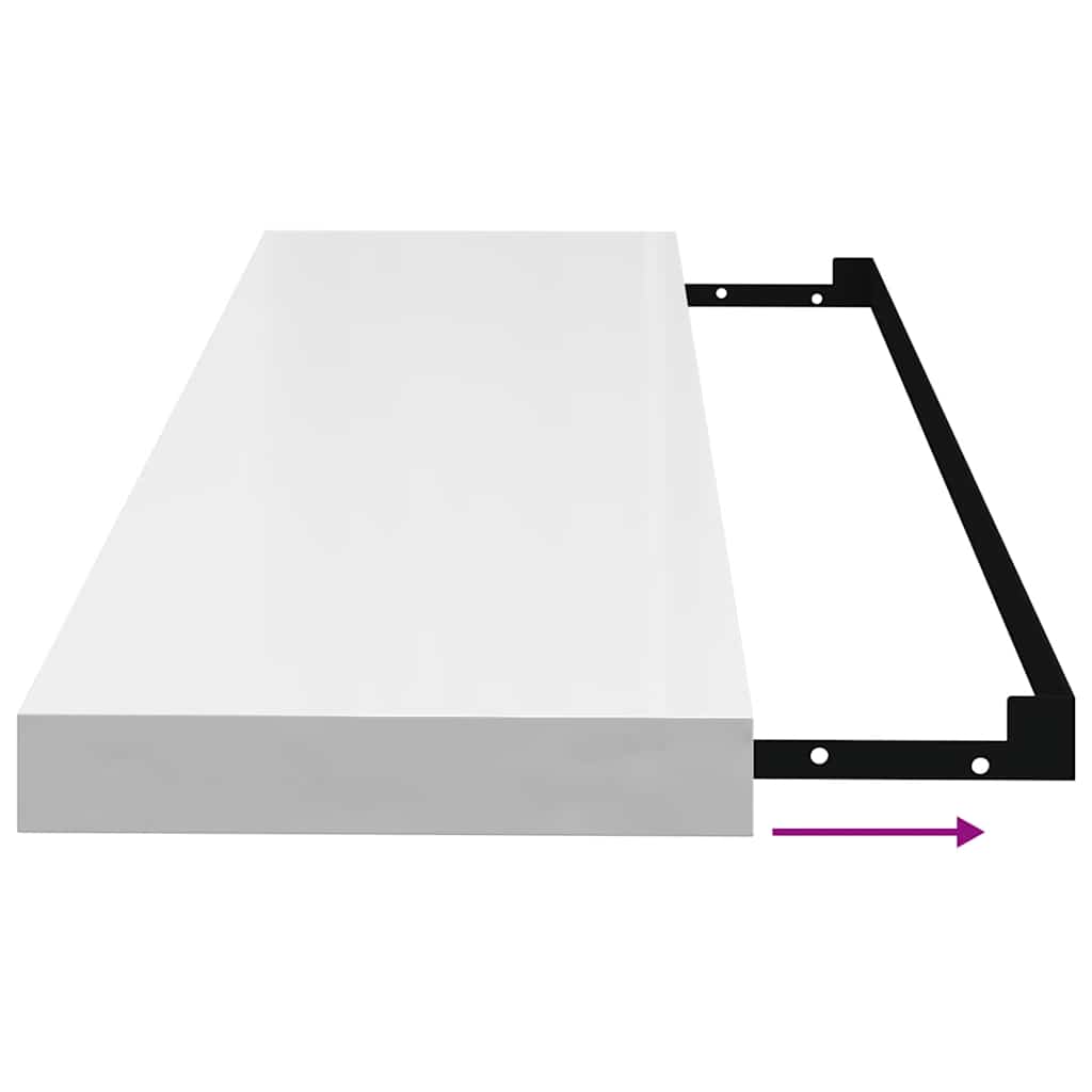 2 db magasfényű fehér MDF lebegő fali polc 80 x 23,5 x 3,8 cm