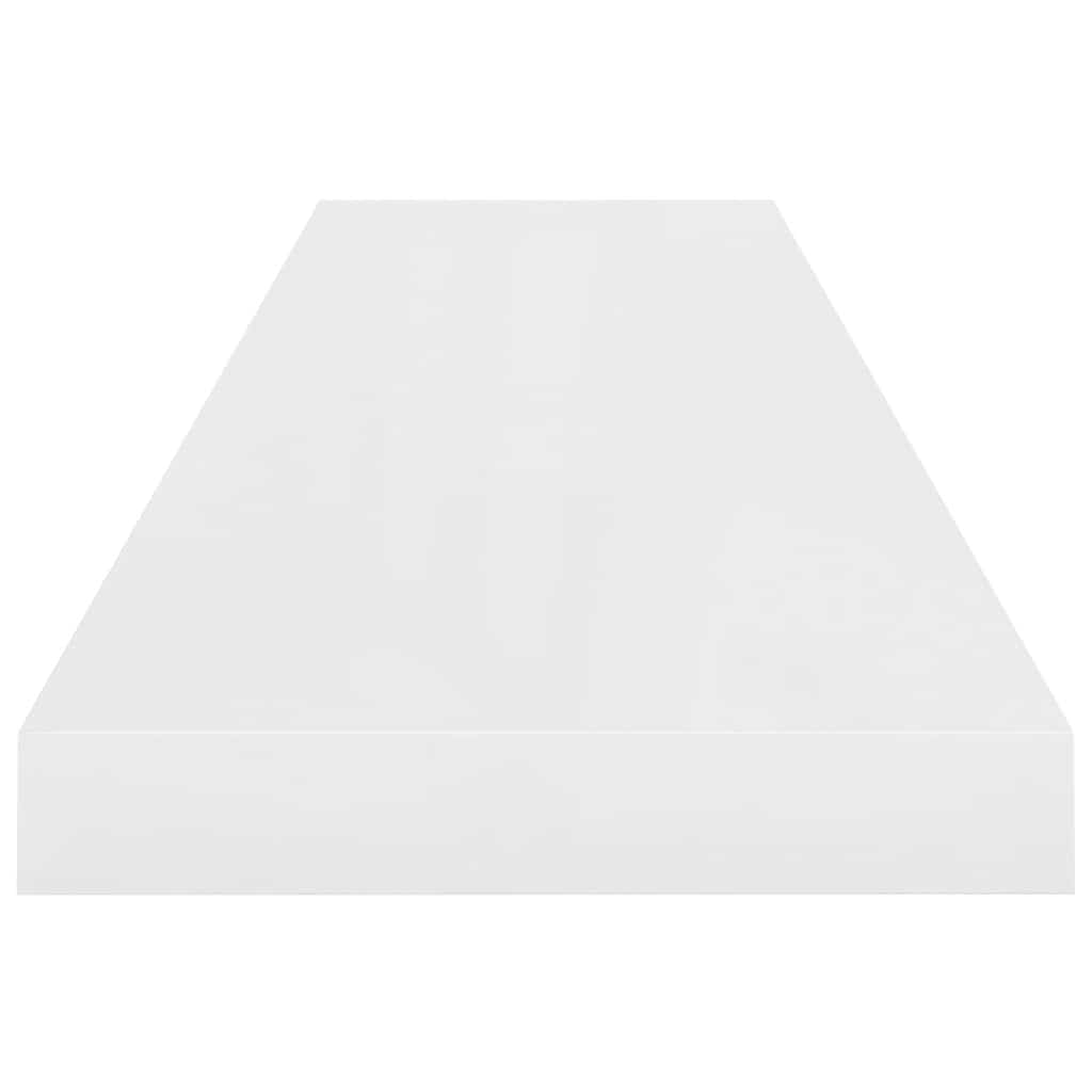 magasfényű fehér MDF lebegő fali polc 90 x 23,5 x 3,8 cm