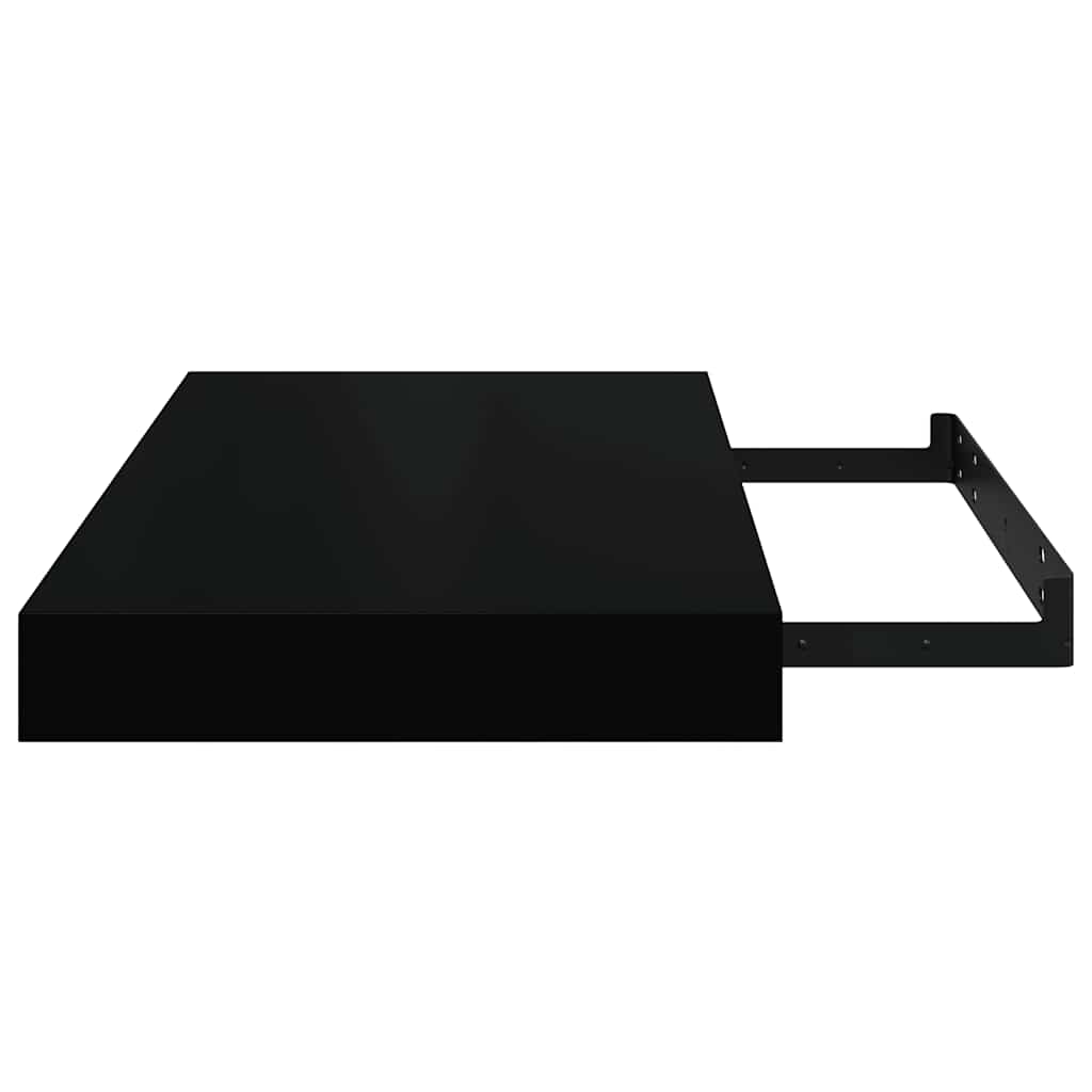 4 db magasfényű fekete MDF lebegő fali polc 40 x 23,5 x 3,8 cm