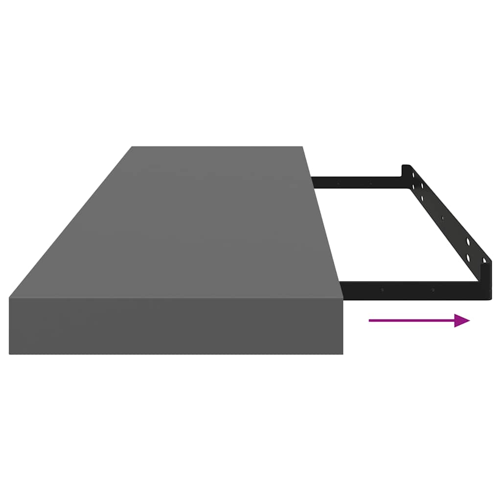 4 db magasfényű szürke MDF lebegő fali polc 90 x 23,5 x 3,8 cm