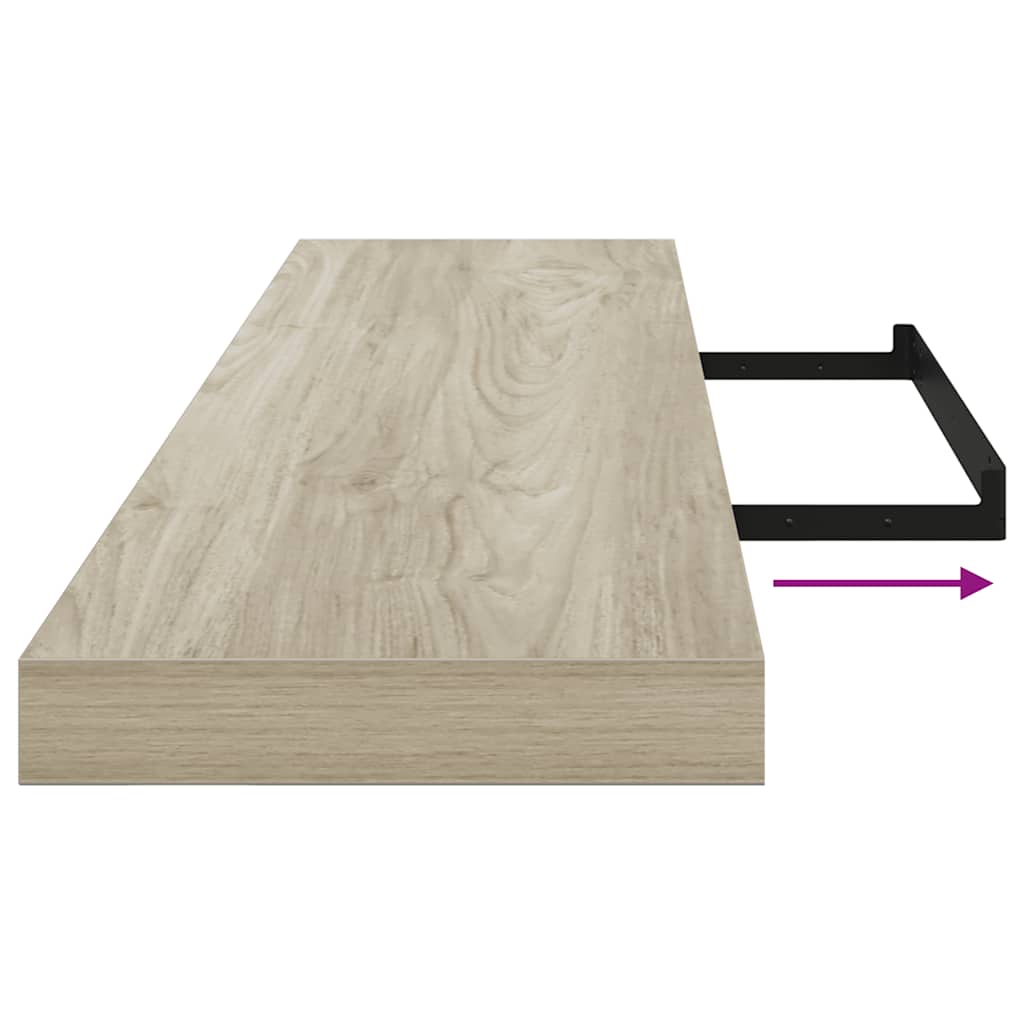 4 db tölgyszínű MDF lebegő fali polc 120 x 23,5 x 3,8 cm