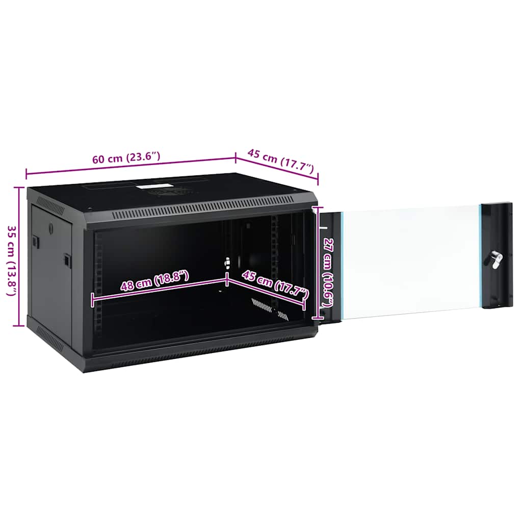 6U fali hálózati szekrény 19" IP20 600 x 450 x 350 mm